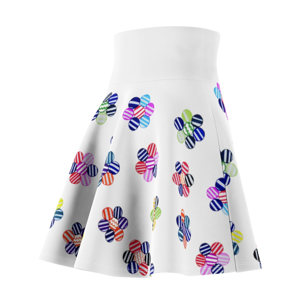 White Candy Florals Skater Skirt