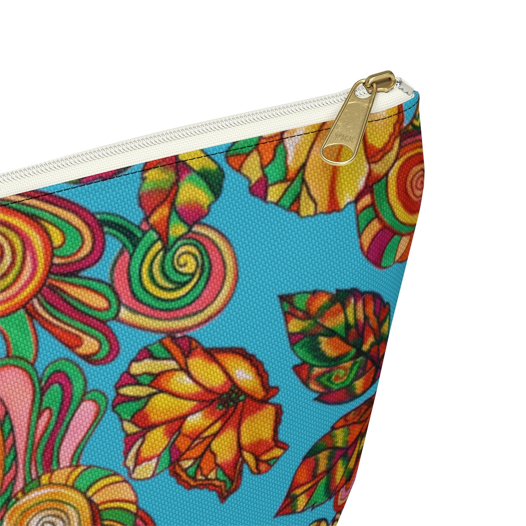 Aqua Artsy Floral Accessory Pouch