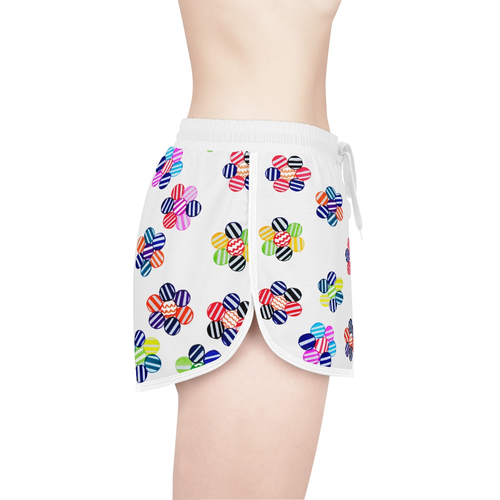 White Candy Florals Relaxed Shorts