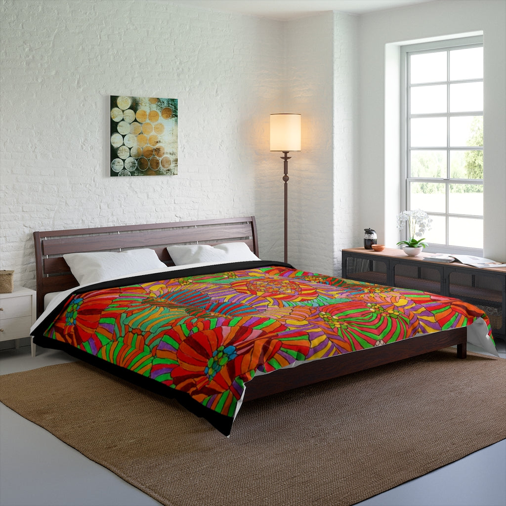 Wild Flower Black Border Comforter