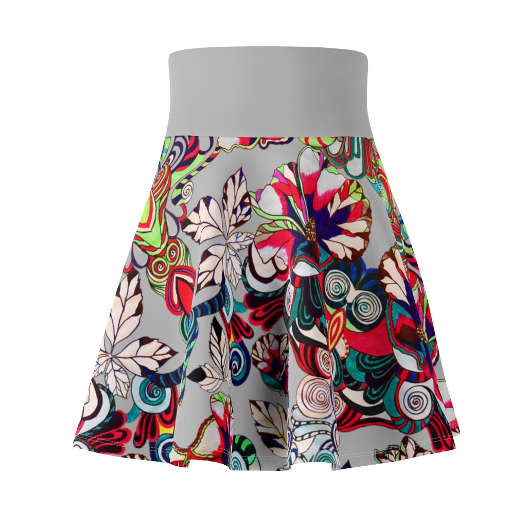 Graphic Floral Slate Skater Skirt