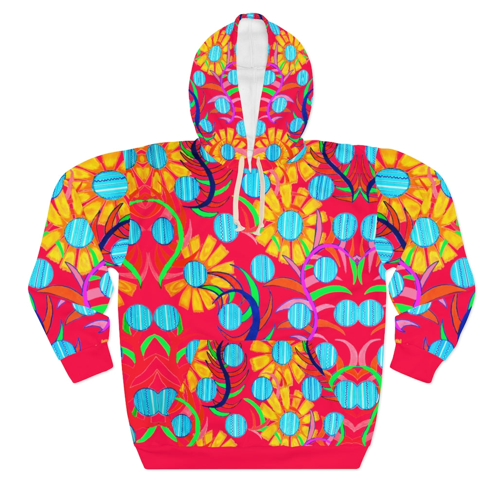 Unisex Sunflower Pullover Crimson Hoodie
