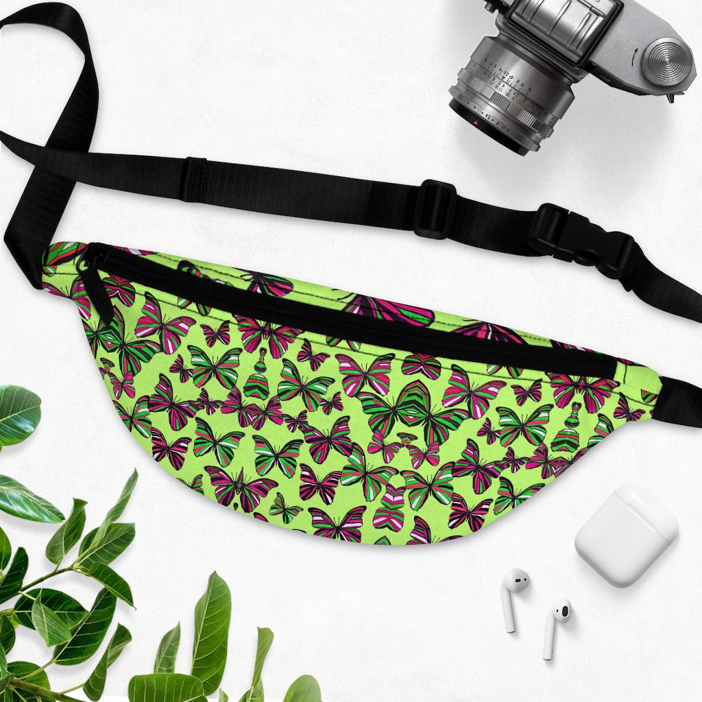Butterflies Lime Fanny Pack