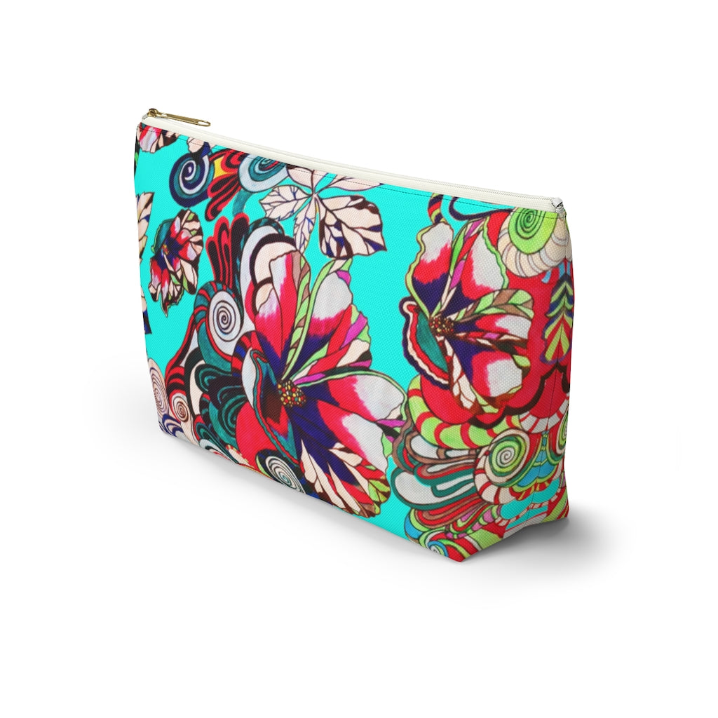 Artsy Floral Pop Cyan Accessory Pouch