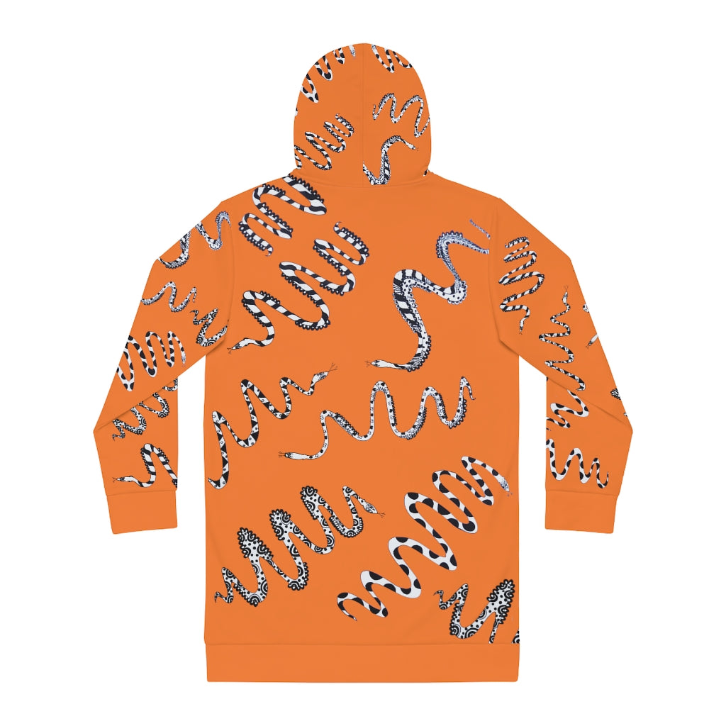peach snake print hoodie dress