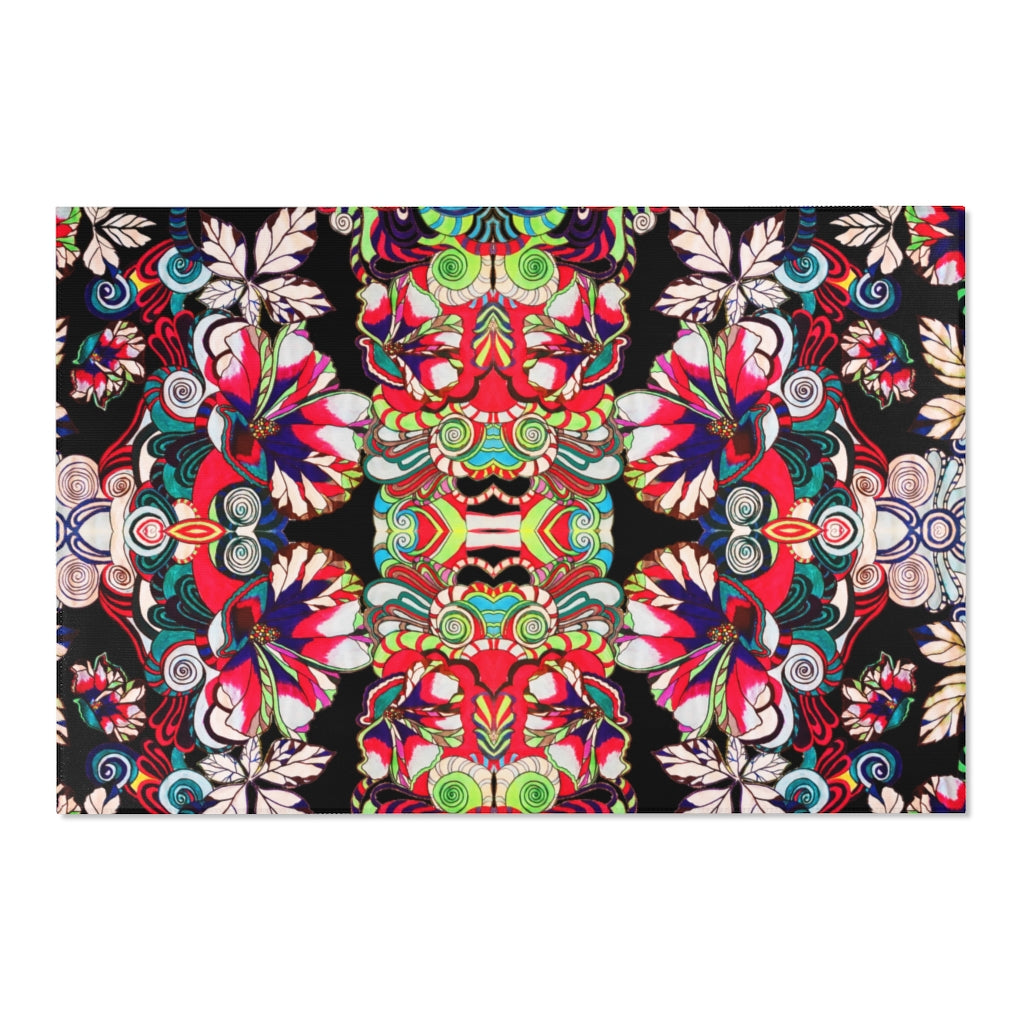 Artsy Floral Pop Black Area Rug