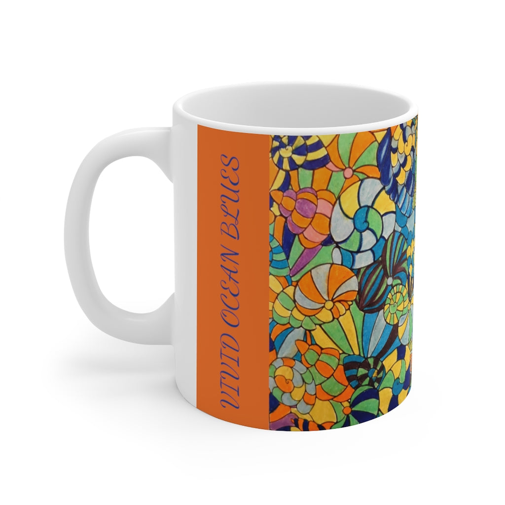 Vivid Ocean Blues Orange Ceramic Mug 11oz
