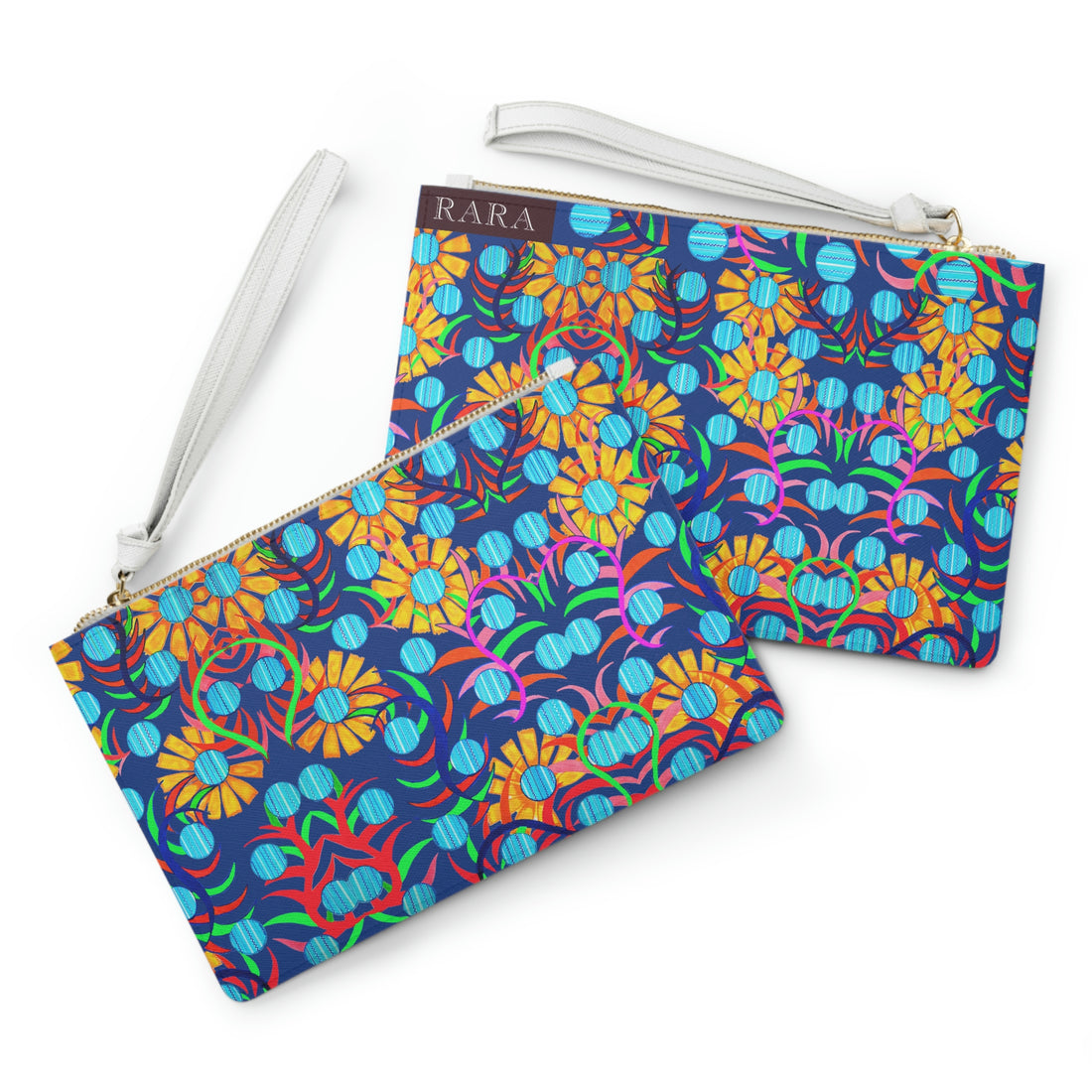 Royal Blue Sunflower Print Clutch Bag