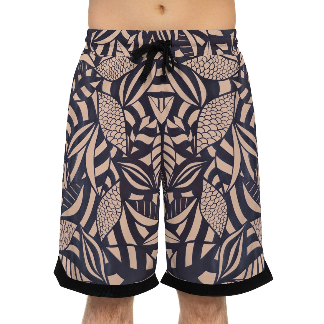 nude tropical print basketball shorts