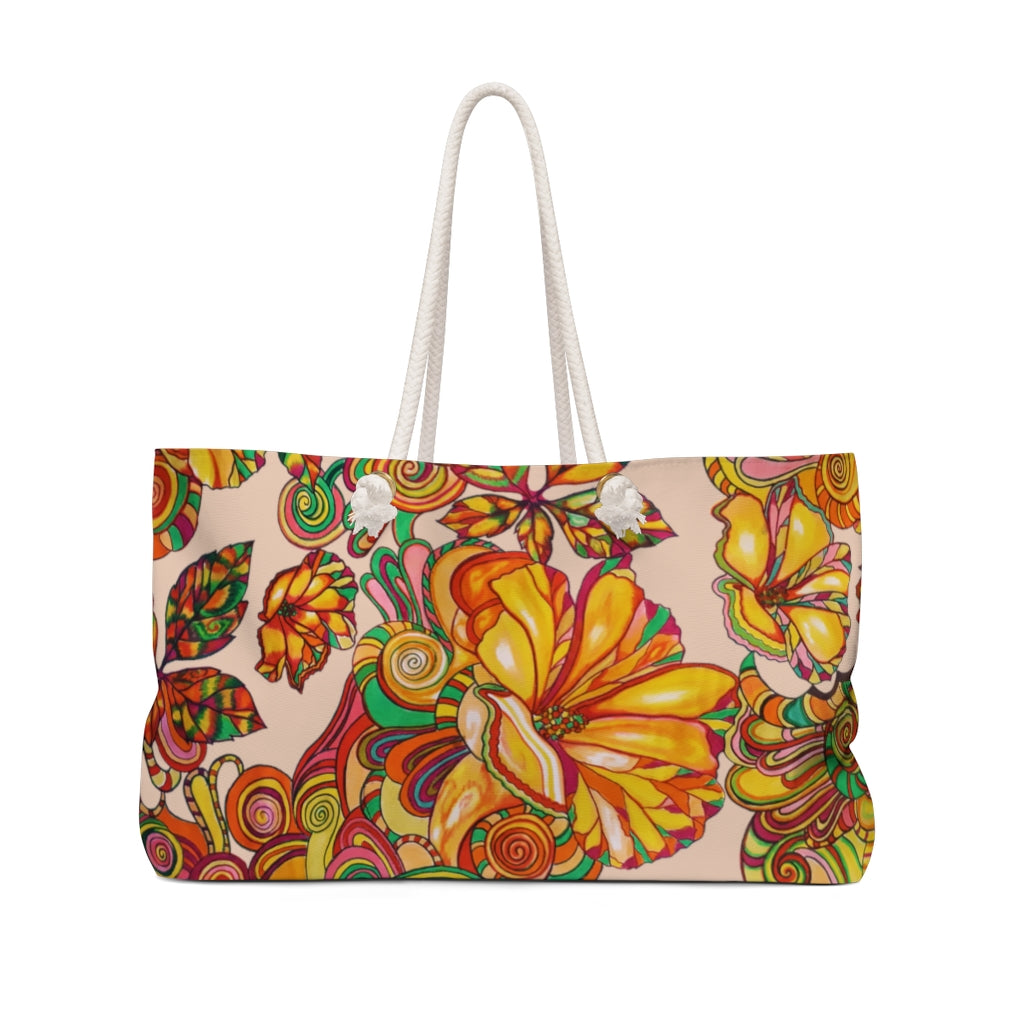 Artsy Floral Nude Weekender Tote Bag