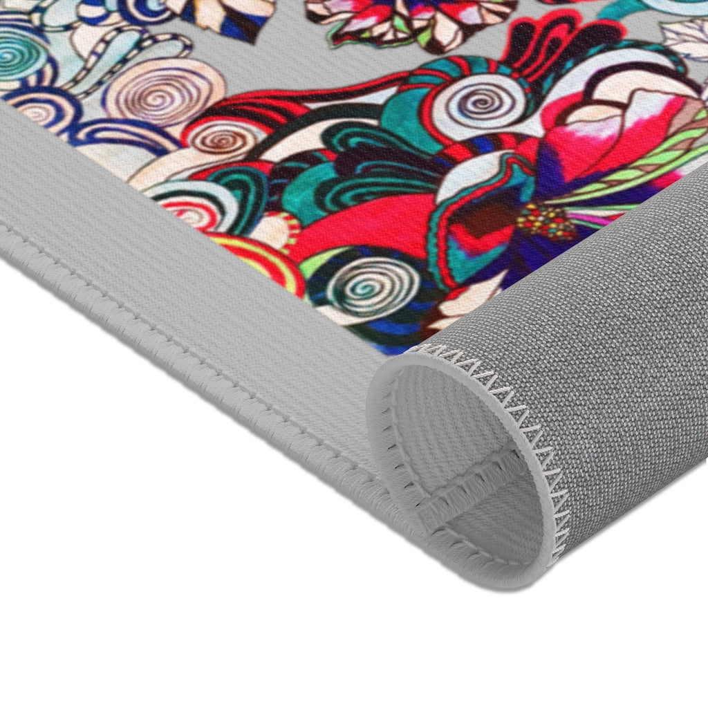 Artsy Floral Pop Slate Area Rug