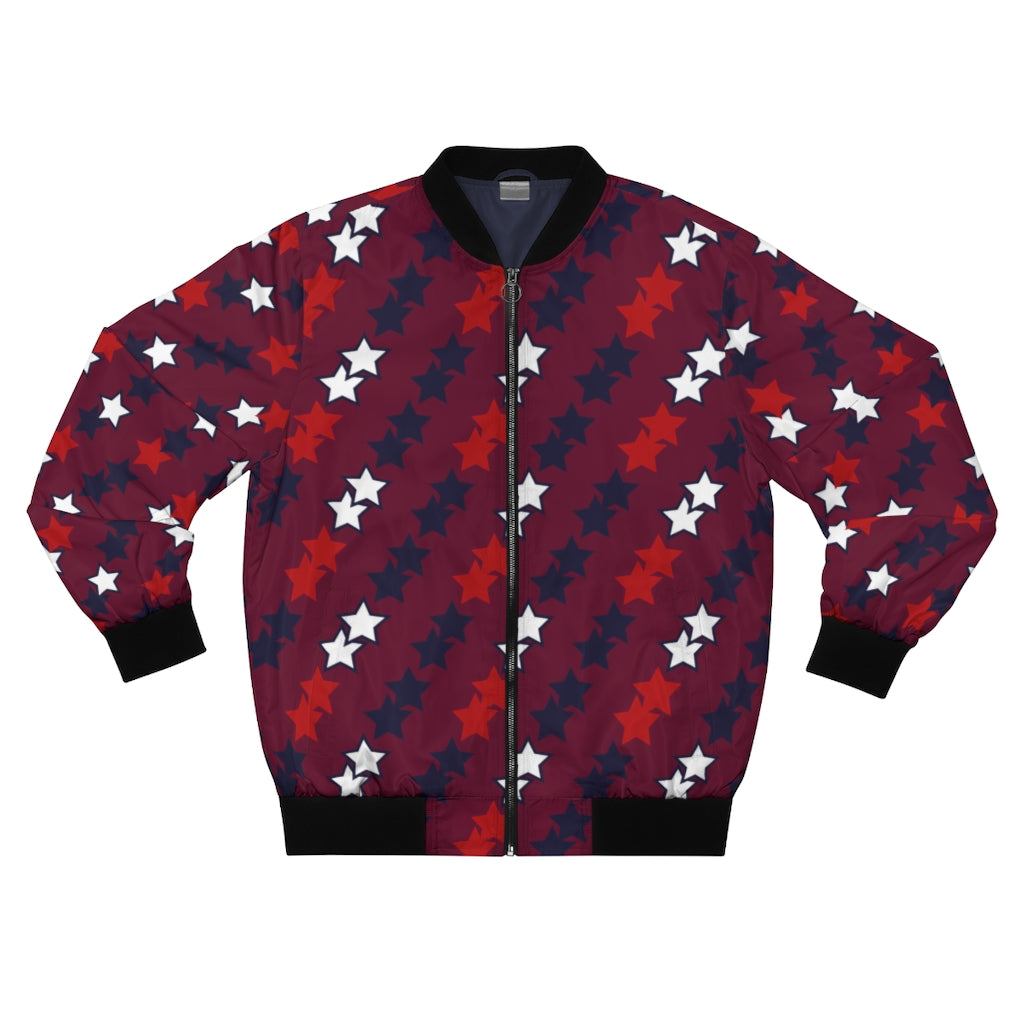 marsala men's wear star print bomber jacket