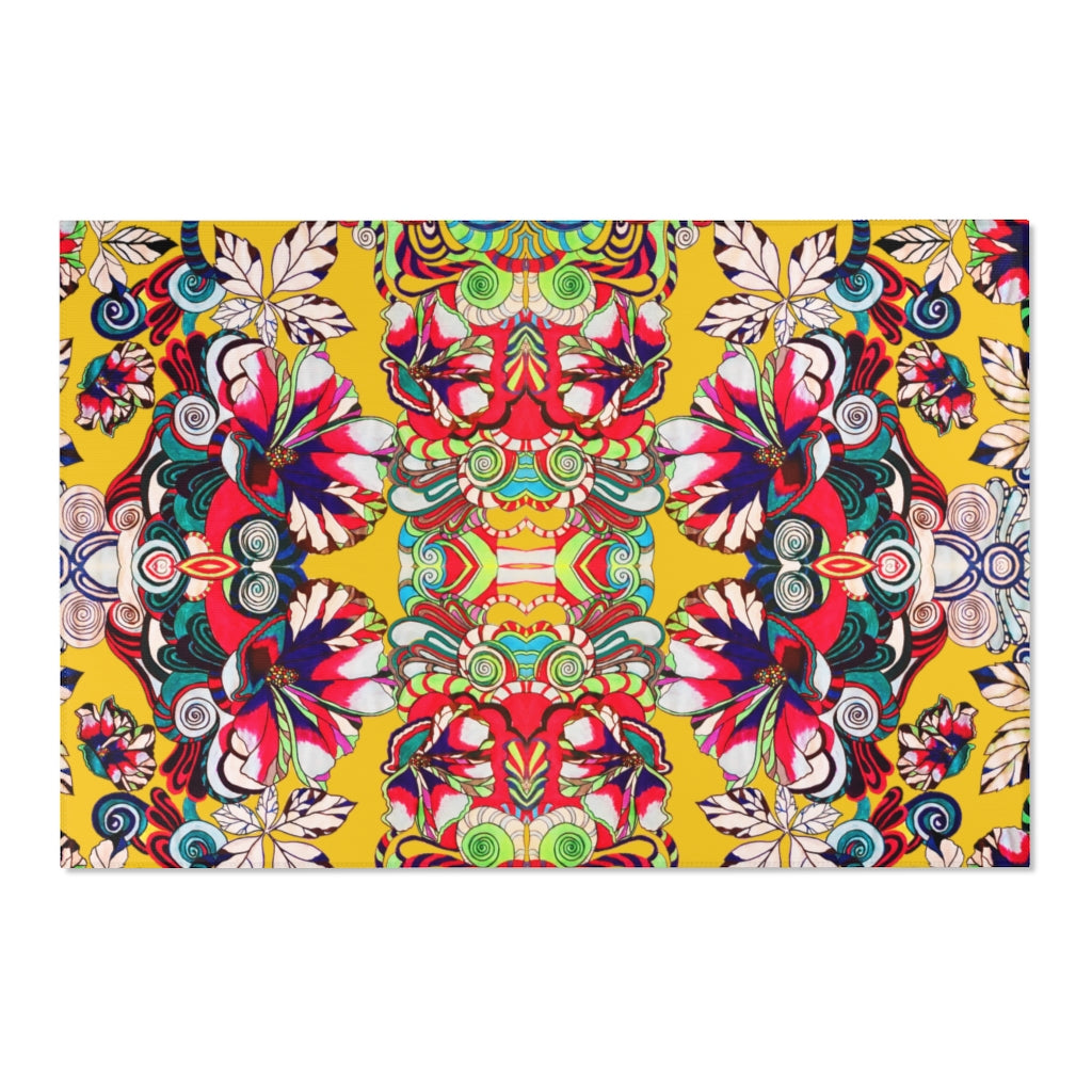 Artsy Floral Pop Yellow Area Rug