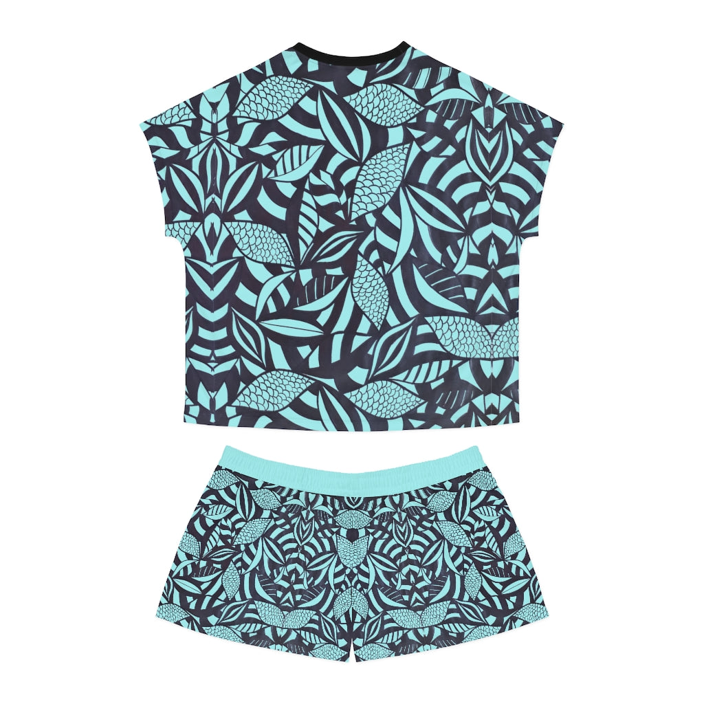 Icy Tropical Minimalist Short Pajama Set (AOP)