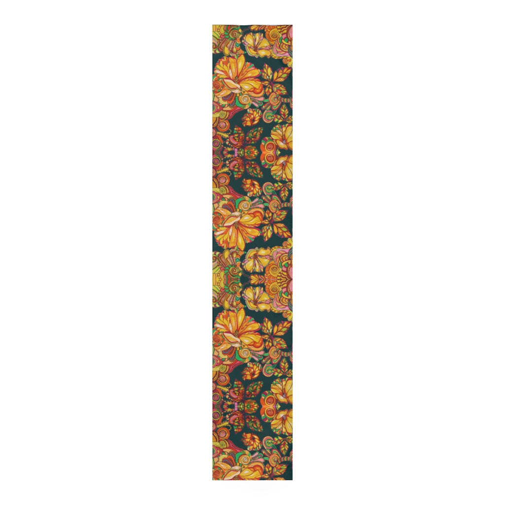 Artsy Floral Bottle Green Table Runner