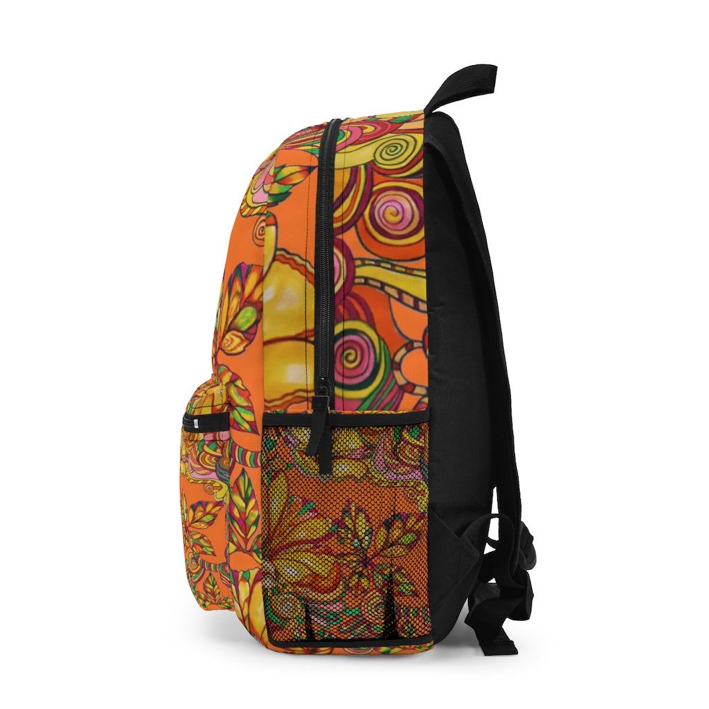 Artsy Floral Orange Backpack