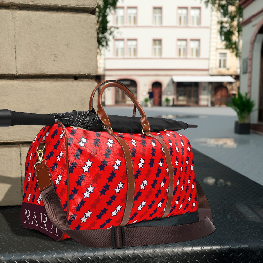 Red Starry Waterproof AOP Travel Bag