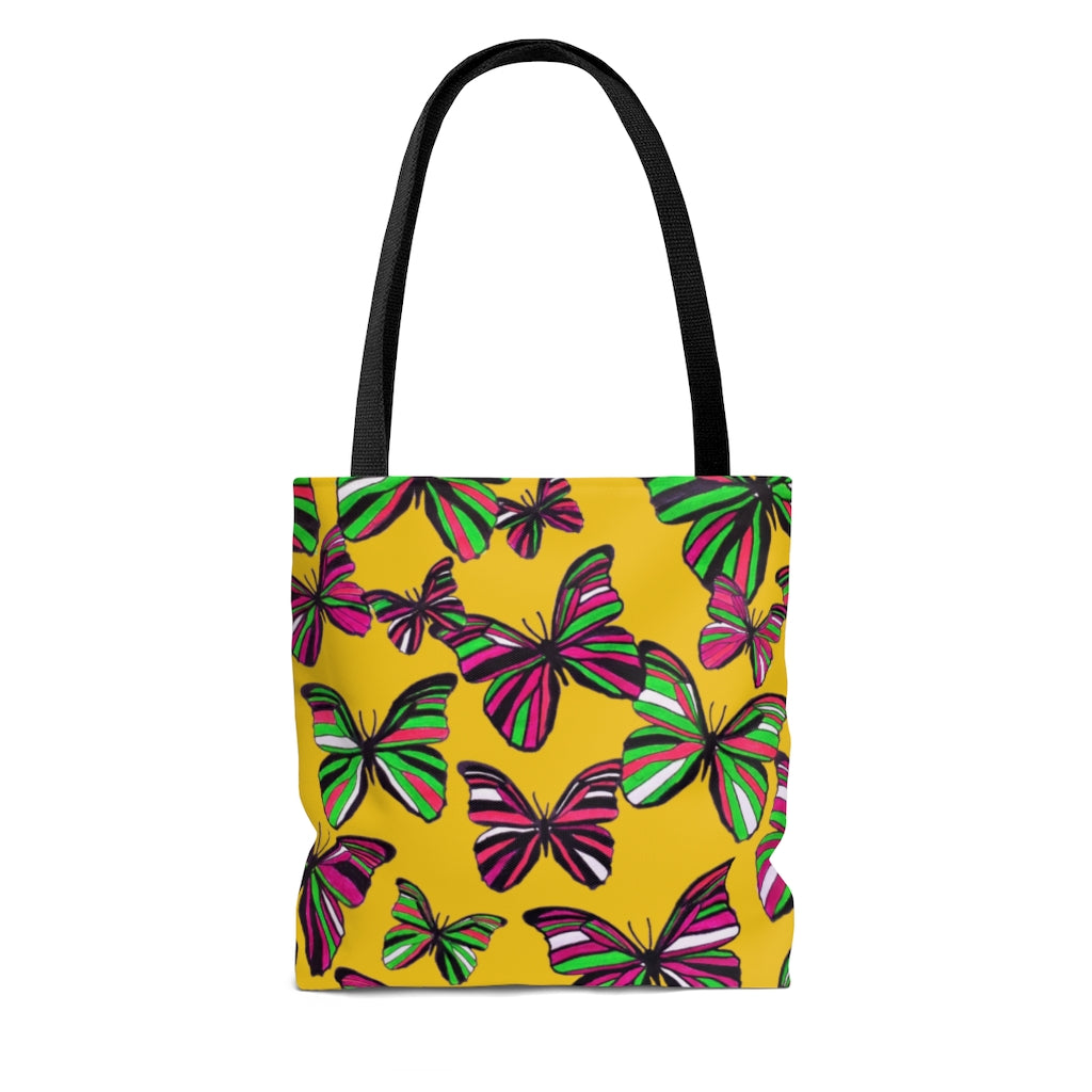 AOP Butterflies Yellow Tote Bag