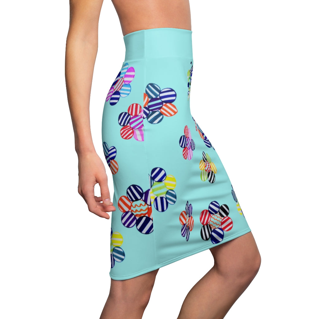Icy Candy Florals Print Pencil Skirt