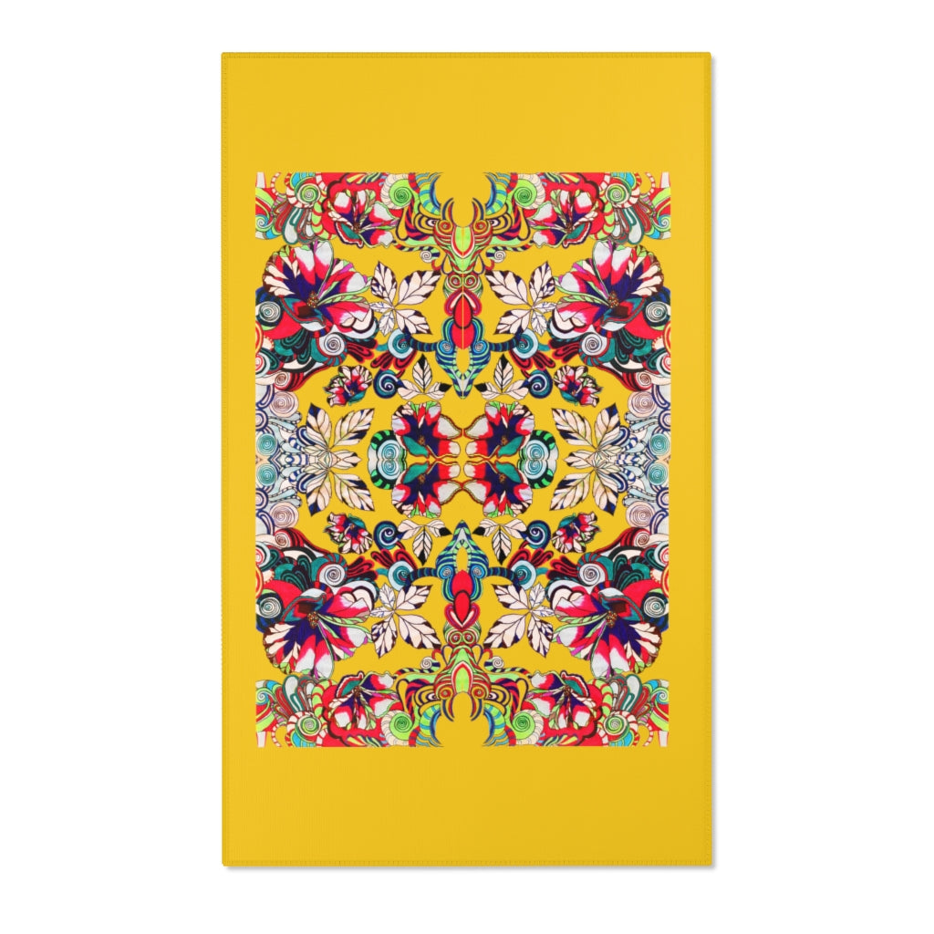 Artsy Floral Pop Yellow Area Rug