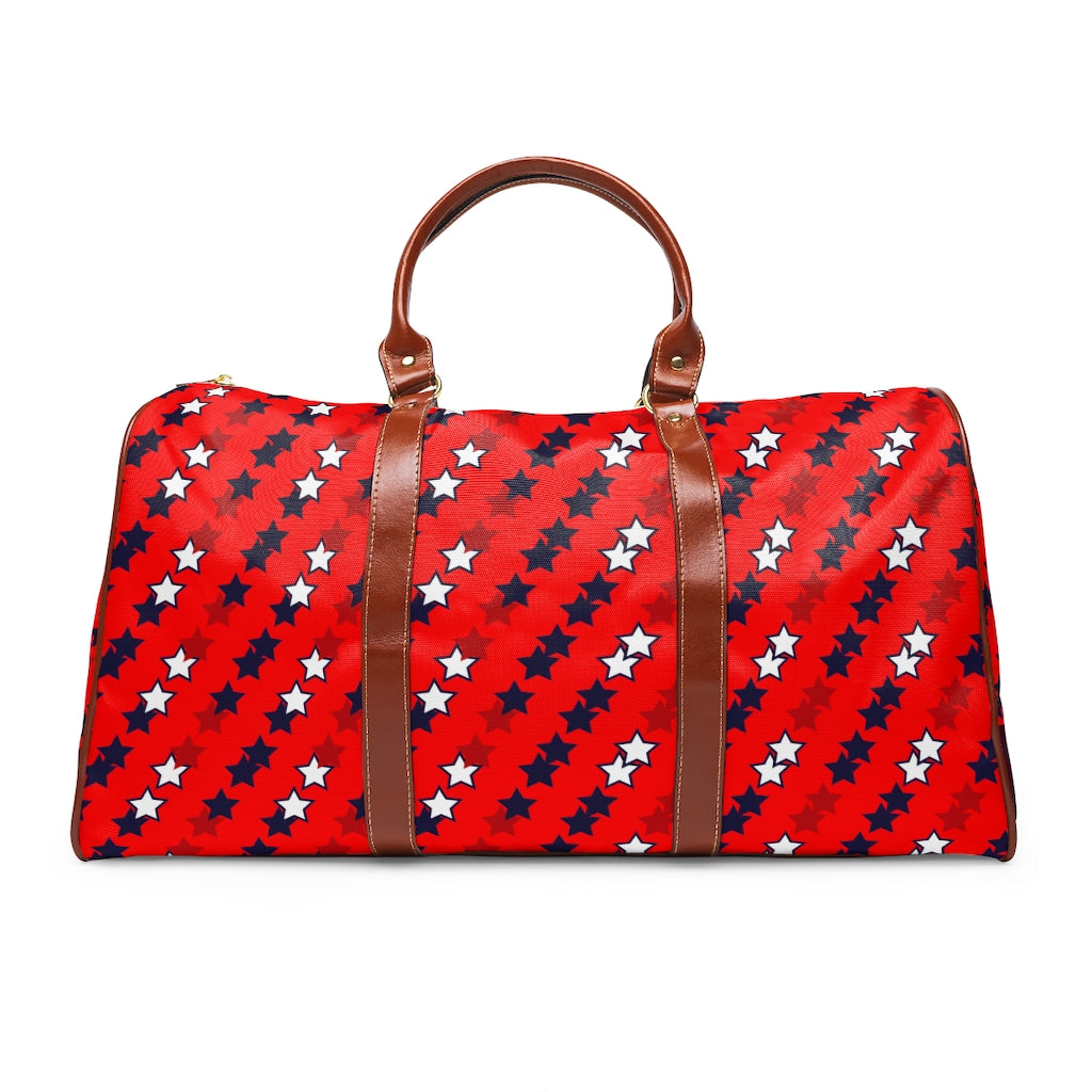 red star print travel bag