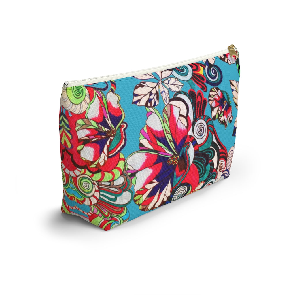 Floral Pop Aqua Accessory Pouch