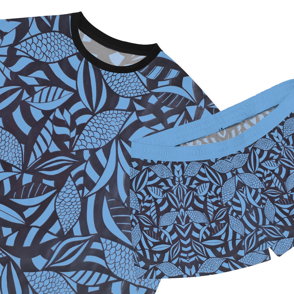 sky tropical print women's shorts & t-shirt pajama set