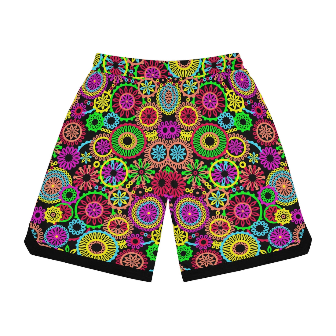 Black 70's Vibe Basketball Rib Shorts (AOP)