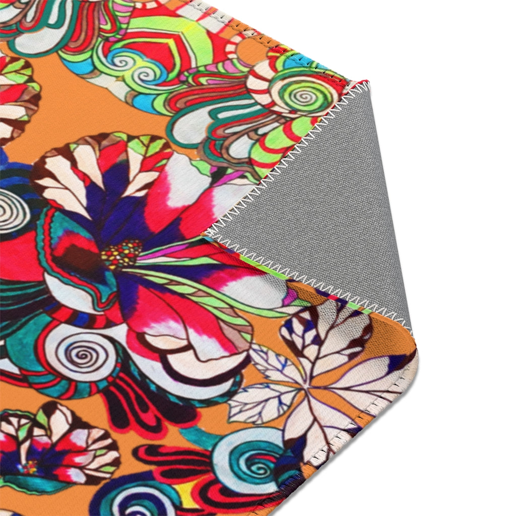 Artsy Floral Pop Peach Area Rug