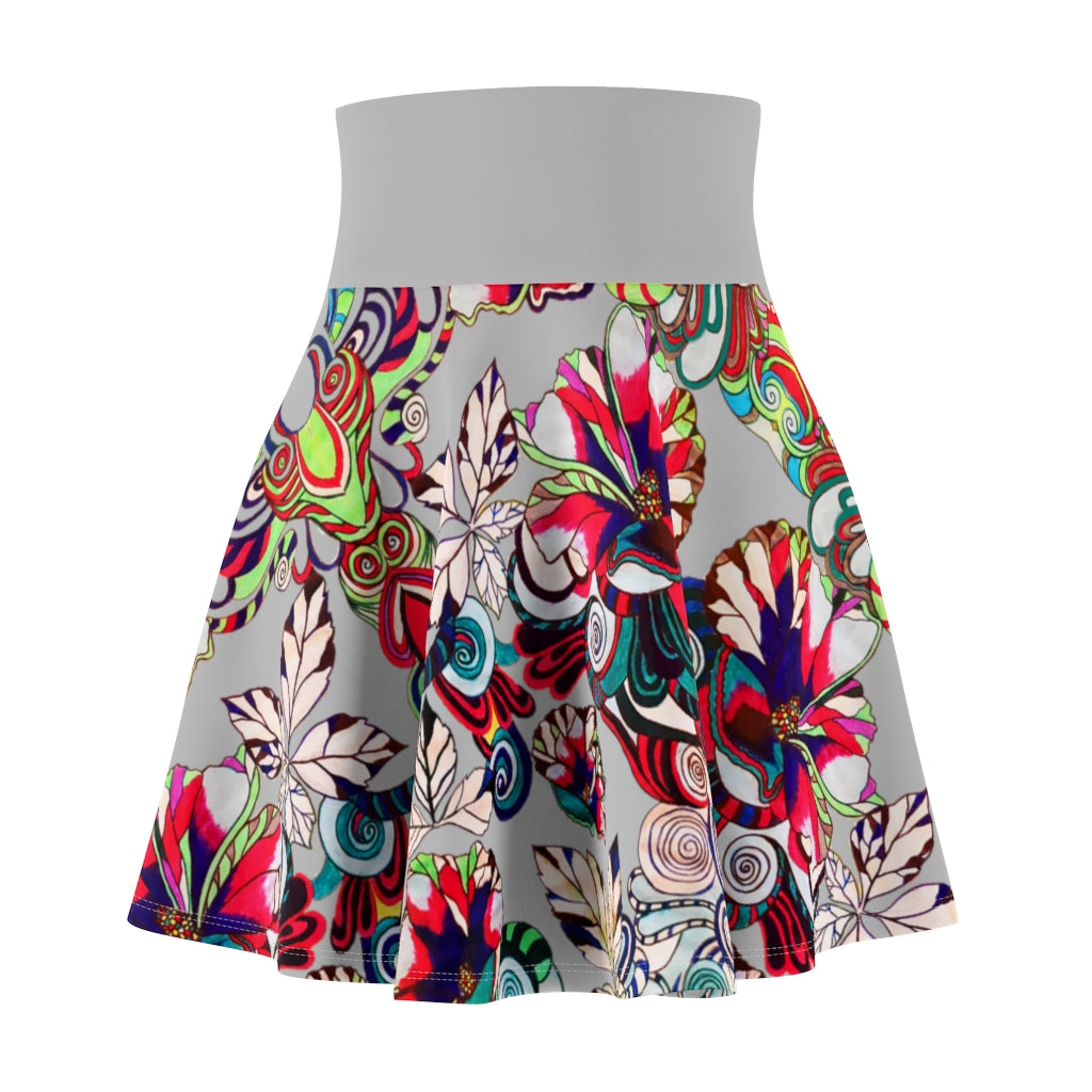 Graphic Floral Slate Skater Skirt