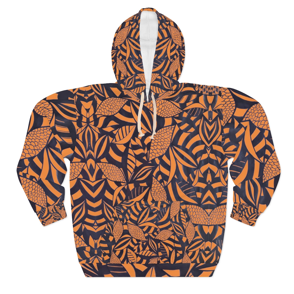 Unisex Tropical Minimalist Pullover Orange Hoodie