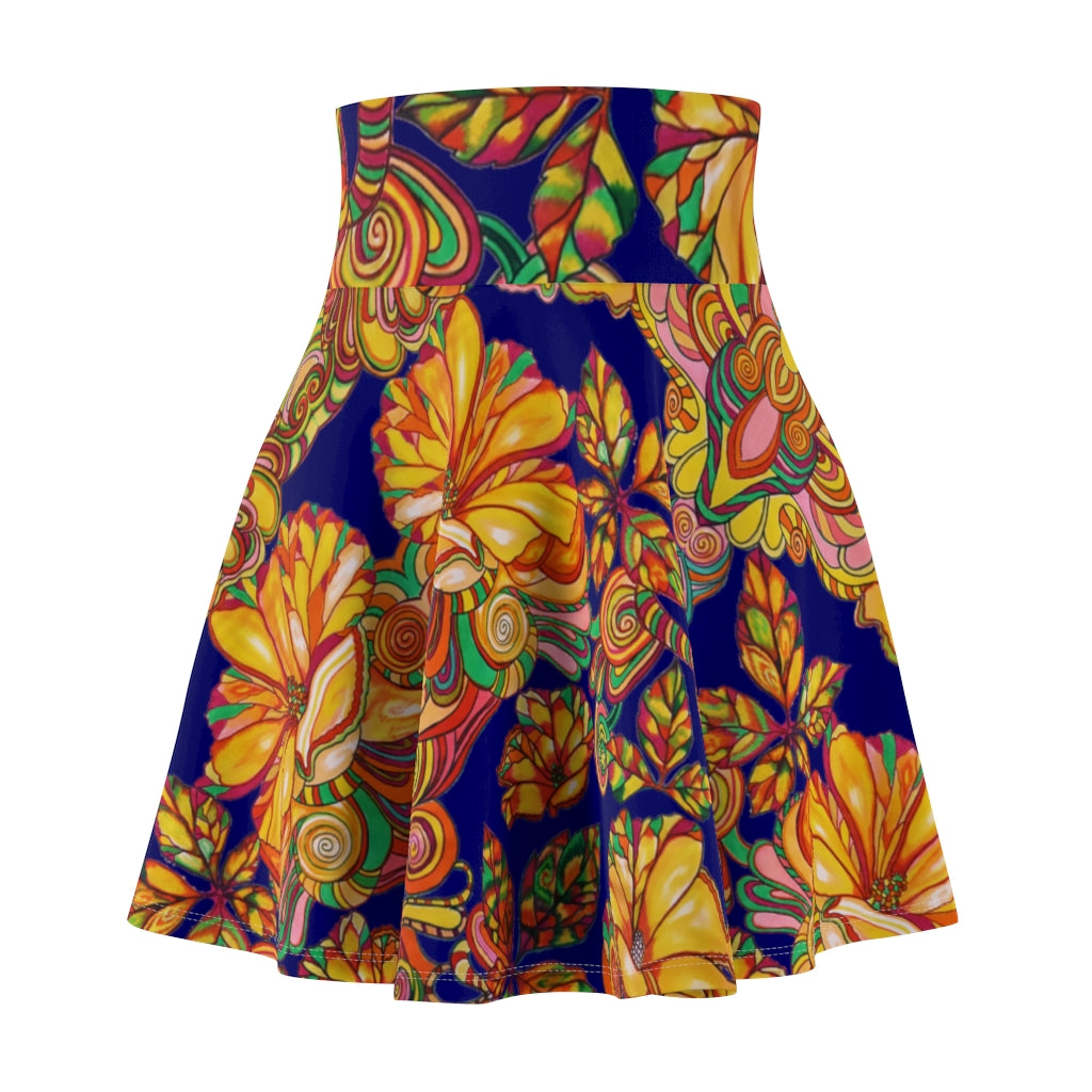 Artsy Floral Ink Skater Skirt