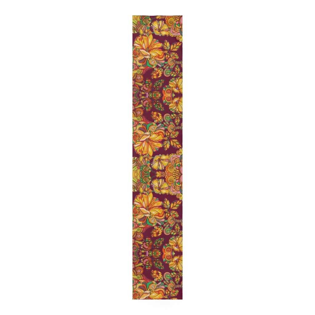 Artsy Floral Marsala Table Runner