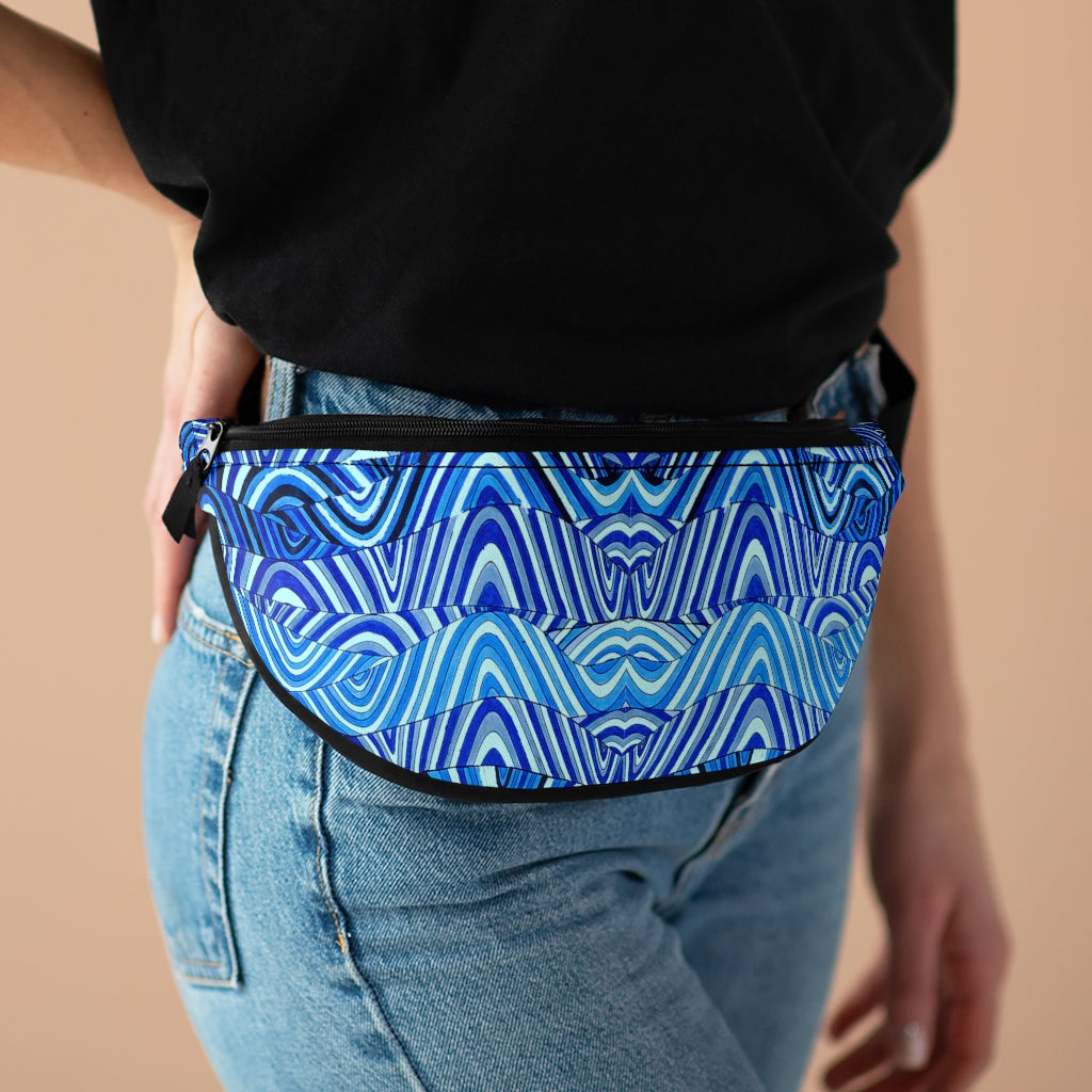 Unisex Psychedelic blue printed fanny pack