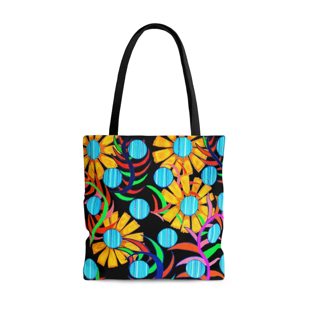AOP The Sunflower Black Tote Bag
