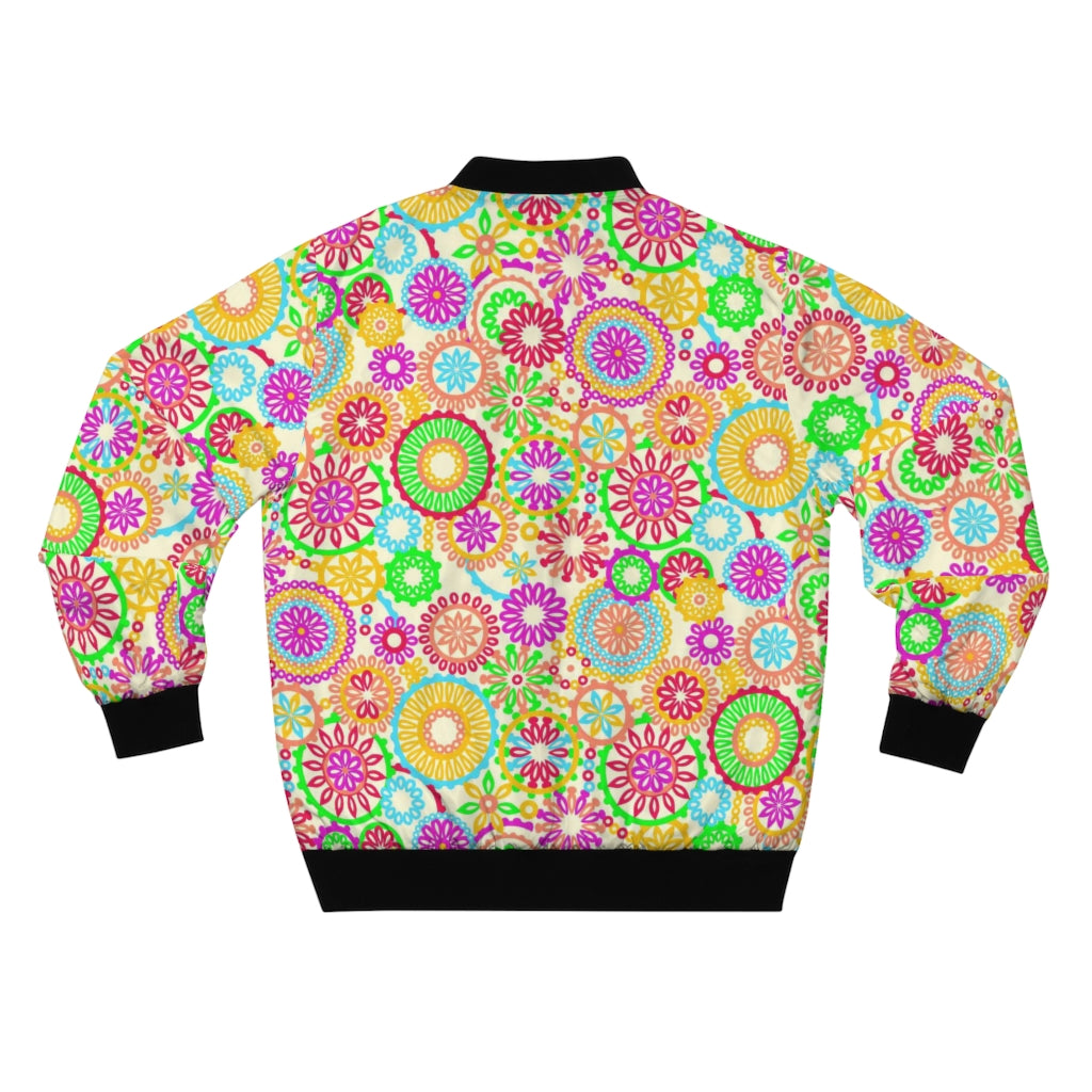 lemon yellow psychedelic men's wear bomber jacket