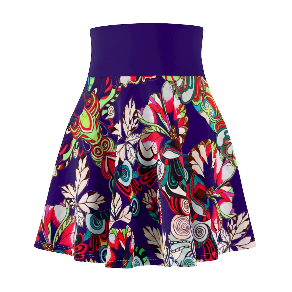 Graphic Floral Violet Skater Skirt