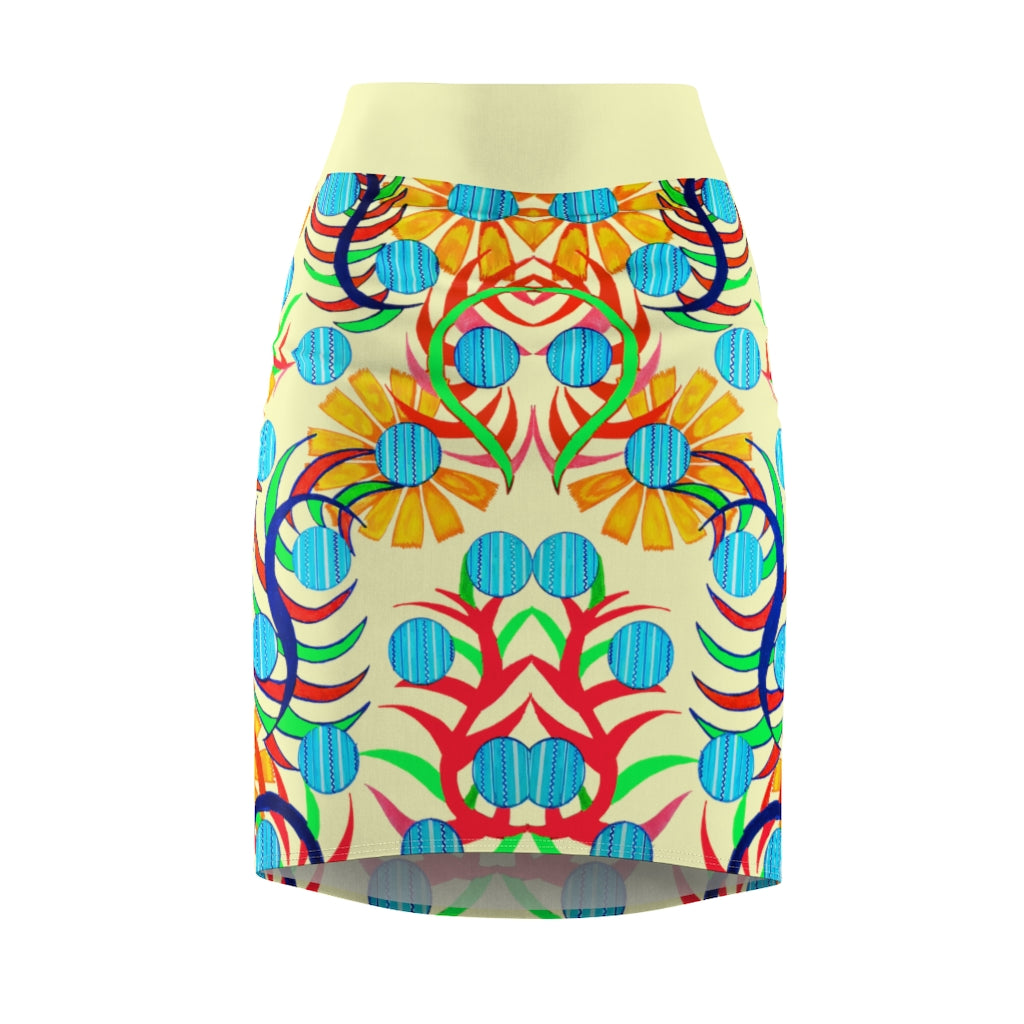 Sunflower Cream Pencil Skirt