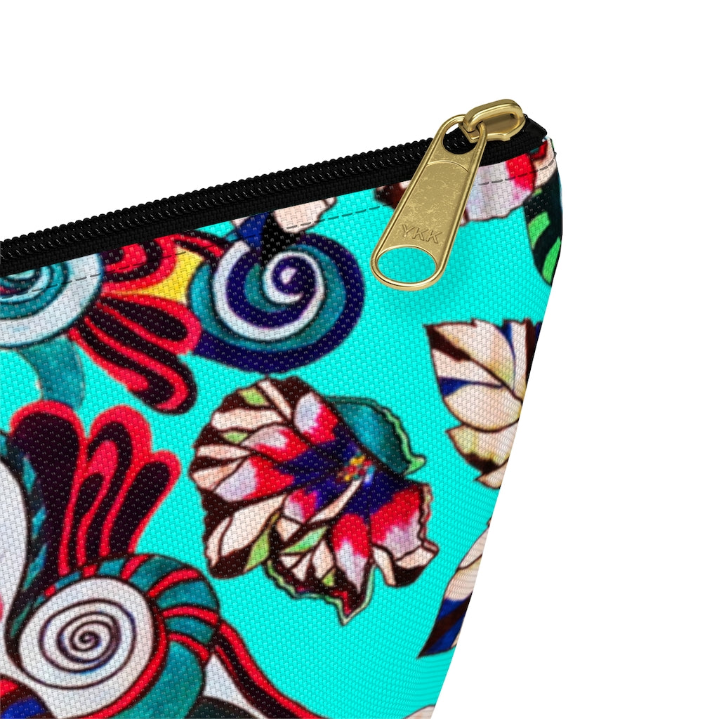 Artsy Floral Pop Cyan Accessory Pouch