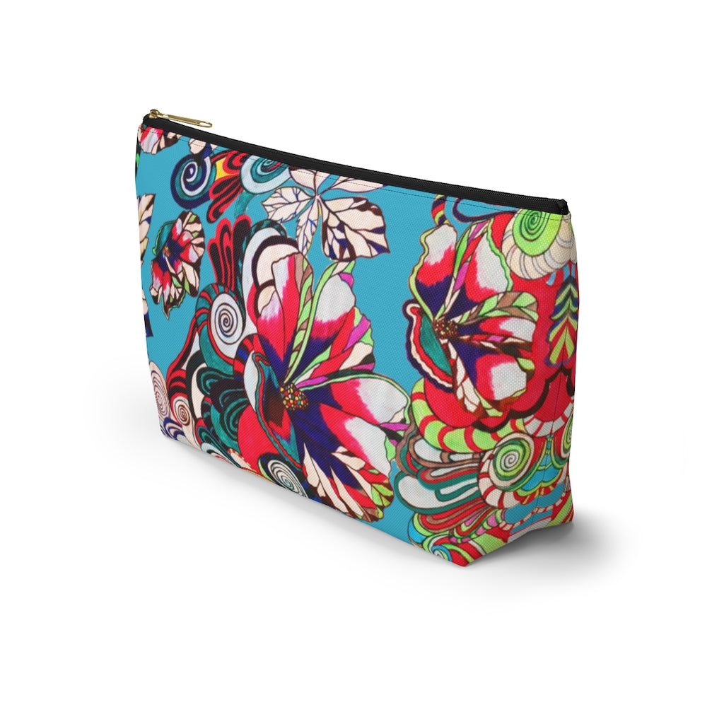 Floral Pop Aqua Accessory Pouch