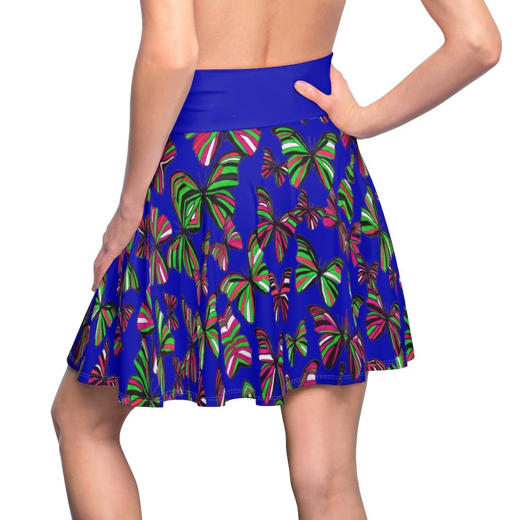 Butterflies Royal Blue Skater Skirt
