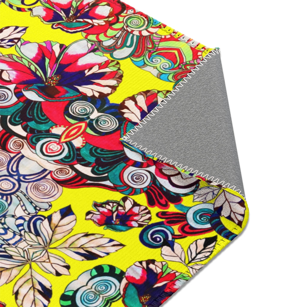 Artsy Floral Pop Canary Area Rug