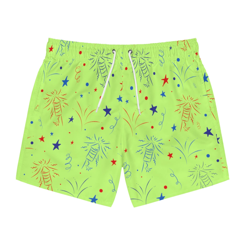 Men's Firecracker Lime Swimming Trunks