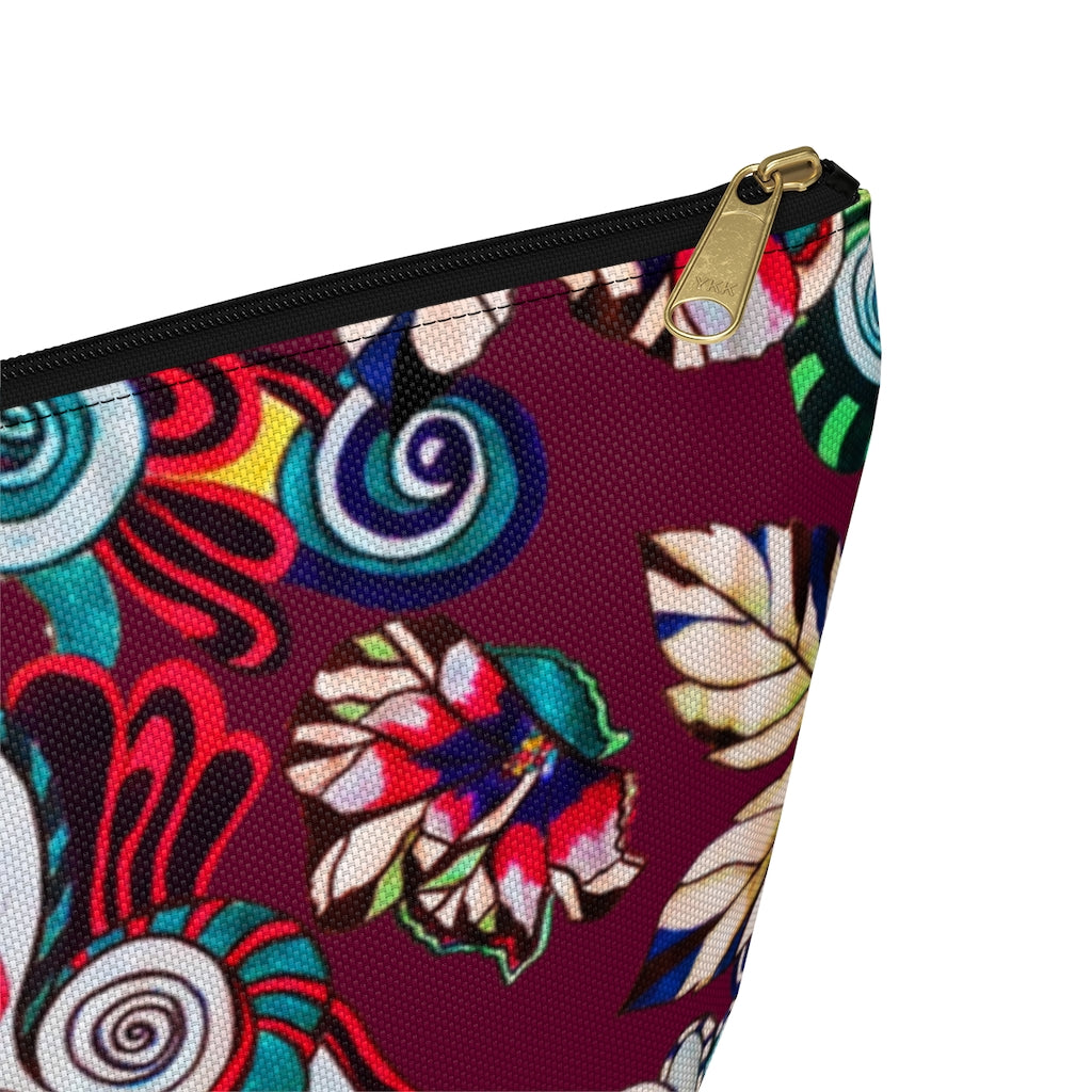Floral Pop Marsala Accessory Pouch