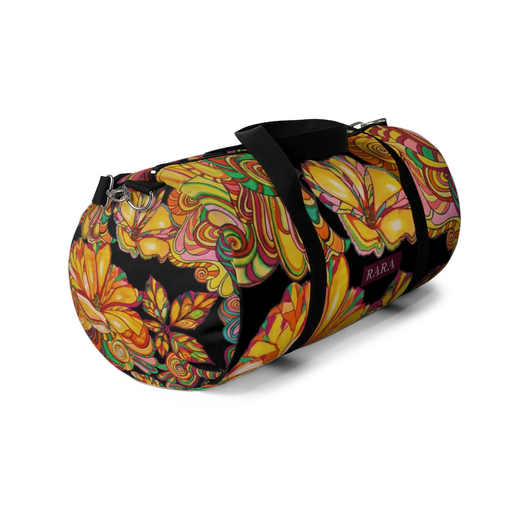 Artsy Floral Black Duffel Bag