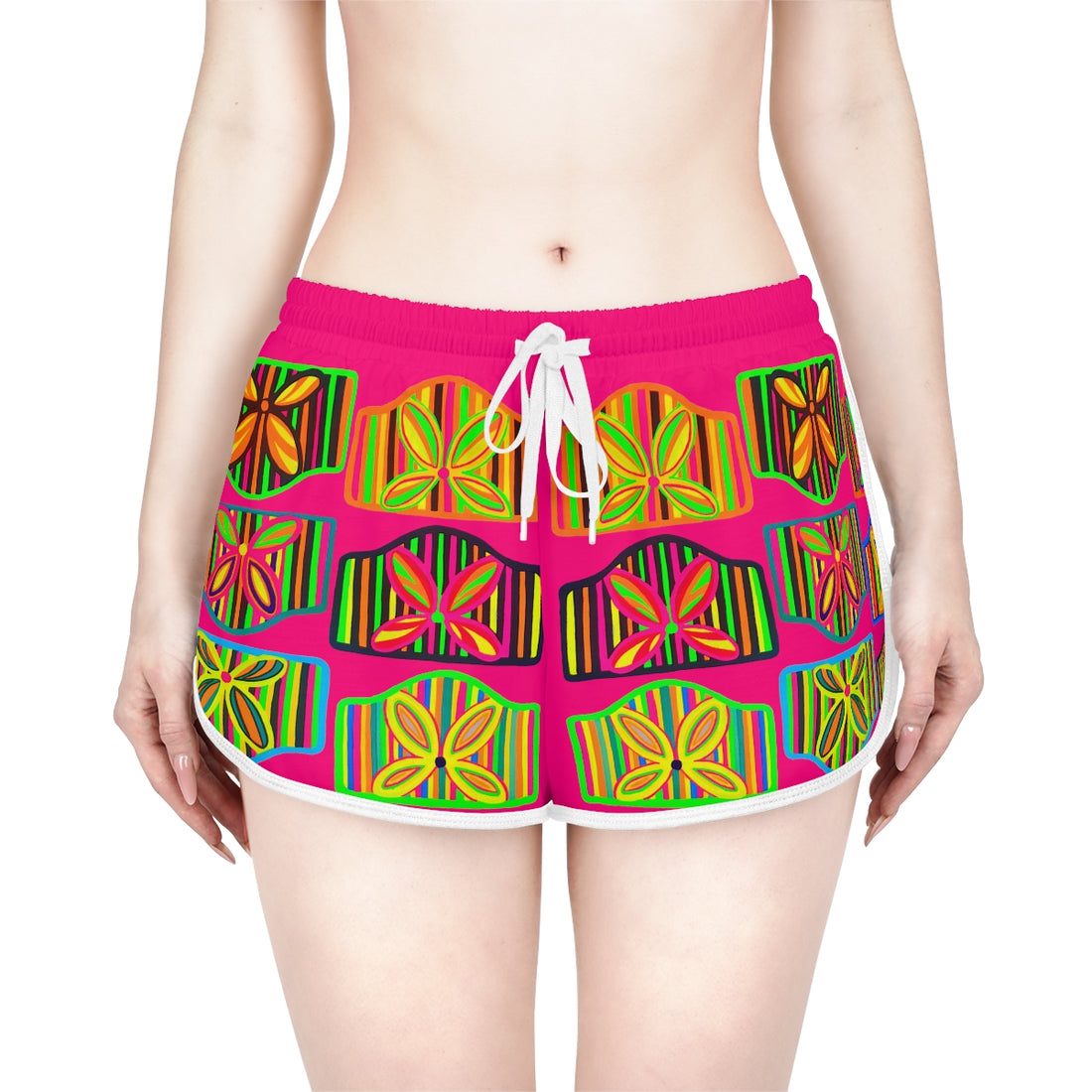 Hot Pink Deco Print Relaxed Shorts