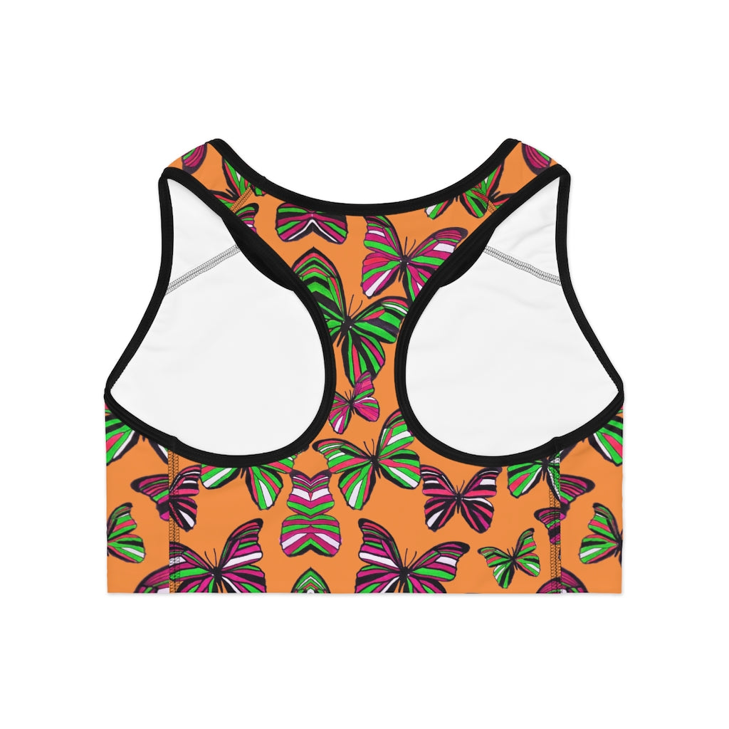 Peach Butterfly (AOP) Sports Bra