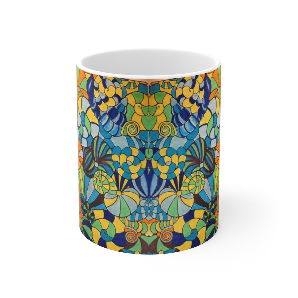 Vivid Ocean Blues Orange Ceramic Mug 11oz