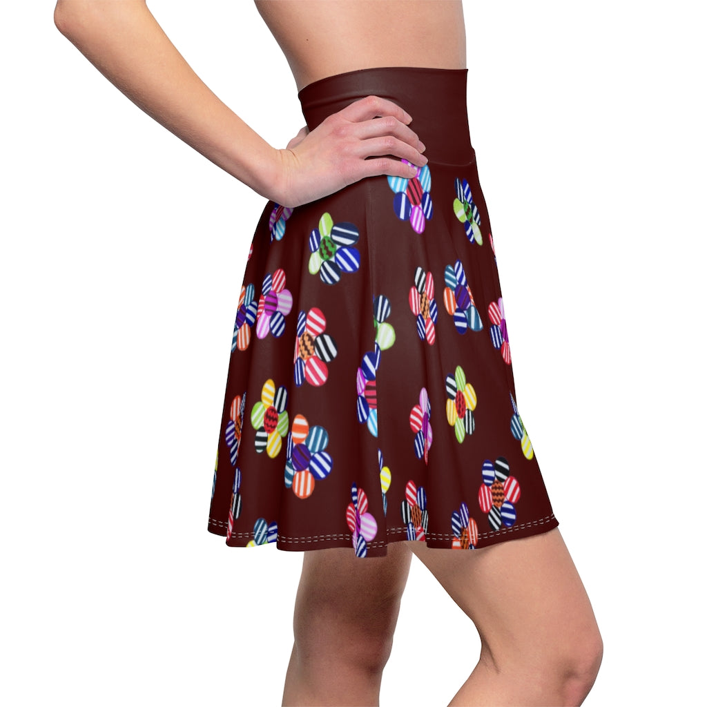 Marsala Candy Florals Skater Skirt
