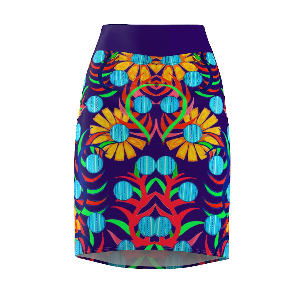 Sunflower Violet Pencil Skirt